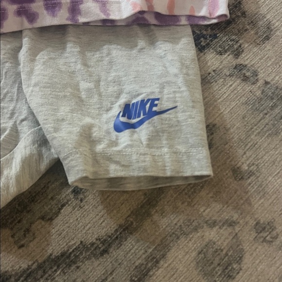 Nike Purple and Pink Tie-Dye Tee with Gray Shorts - Picture 2 of 2